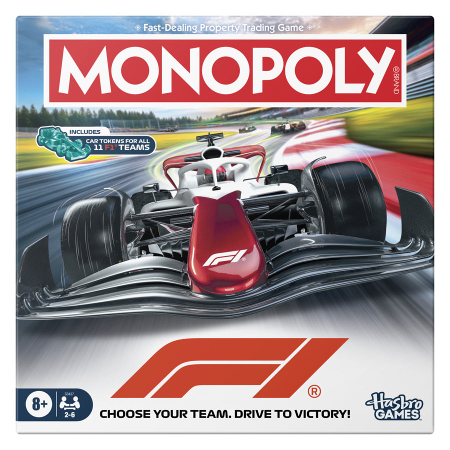 F1-themed Monopoly board game box with red Formula 1 car artwork
