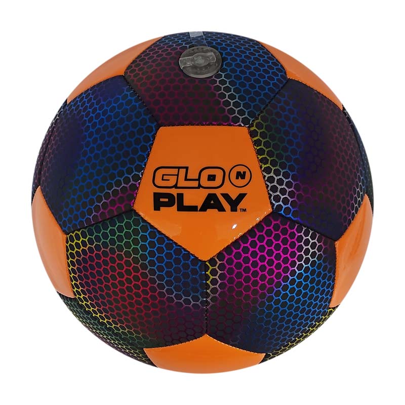 Glo'N'Play LED USB-C Recharge Soccer Ball Orange & Holographic Black