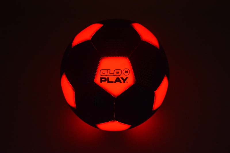 Glo'N'Play LED USB-C Recharge Soccer Ball Orange & Holographic Black