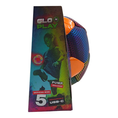 Glo'N'Play LED USB-C Recharge Soccer Ball Orange & Holographic Black