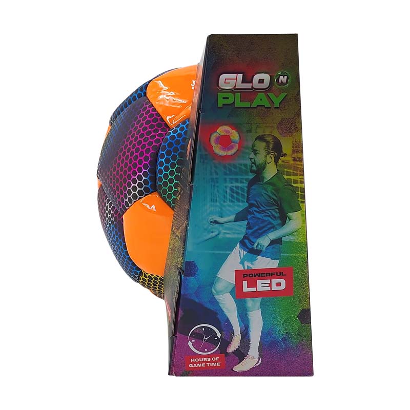 Glo'N'Play LED USB-C Recharge Soccer Ball Orange & Holographic Black