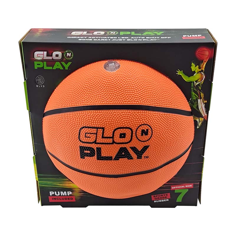 Glo'N'Play LED USB-C Recharge Rubber Basketball Orange w'Black Stripes