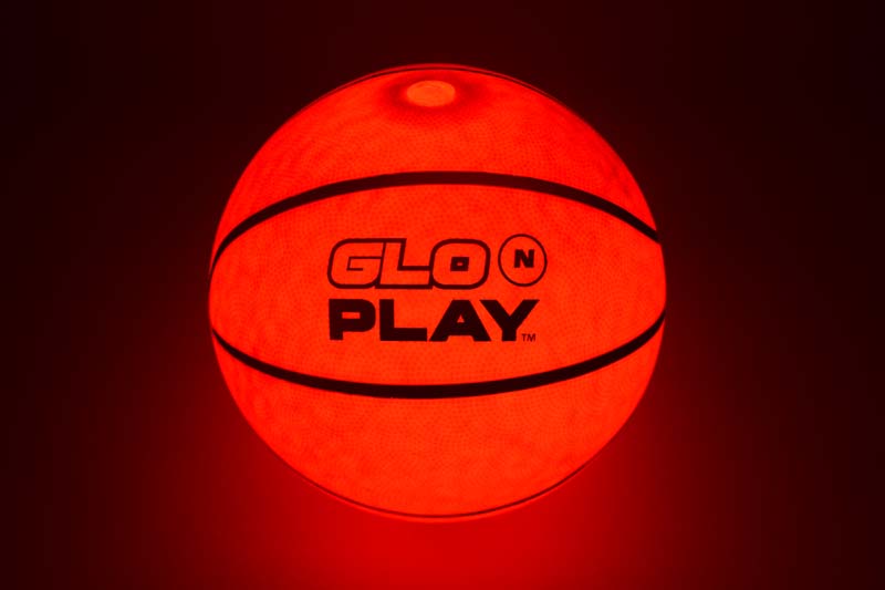 Glo'N'Play LED USB-C Recharge Rubber Basketball Orange w'Black Stripes