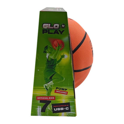Glo'N'Play LED USB-C Recharge Rubber Basketball Orange w'Black Stripes