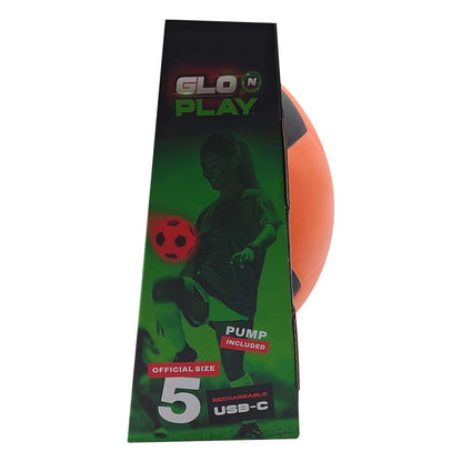 Glo'N'Play LED USB-C Recharge Rubber Soccer Ball Orange & Black