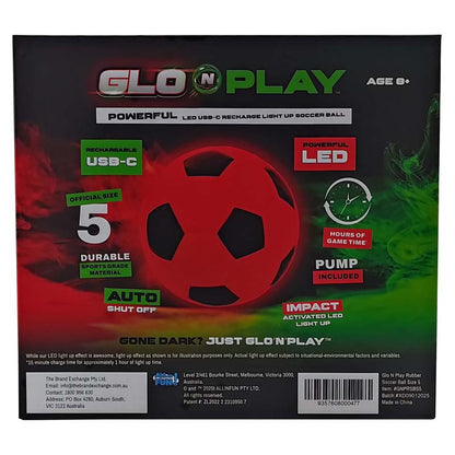 Glo'N'Play LED USB-C Recharge Rubber Soccer Ball Orange & Black