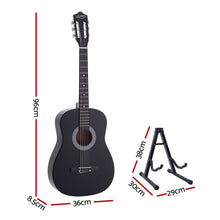 Alpha 38" Classical Acoustic Guitar with Folding Stand Capo and String Set Black