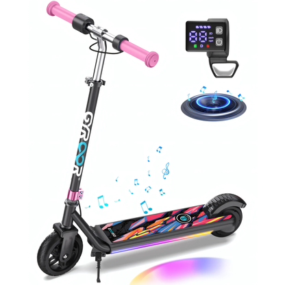 GYROOR H30 Max Kids Electric Scooter With Bluetooth Beats - Pink