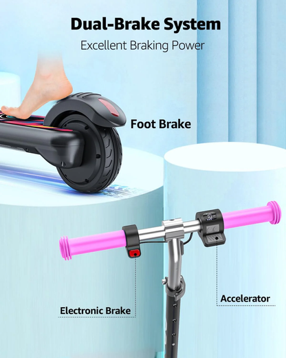 GYROOR H30 Max Kids Electric Scooter With Bluetooth Beats - Pink