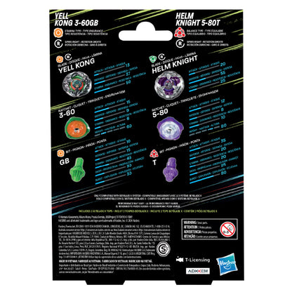 Beyblade X Yell Kong 3-60GB and Helm Knight 5-80T Top Dual Pack Set