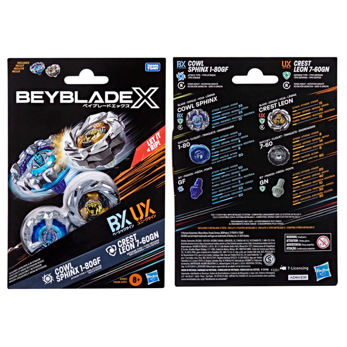 Beyblade X Cowl Sphinx 1-80GF & Crest Leon 7-60GN Dual Pack Set