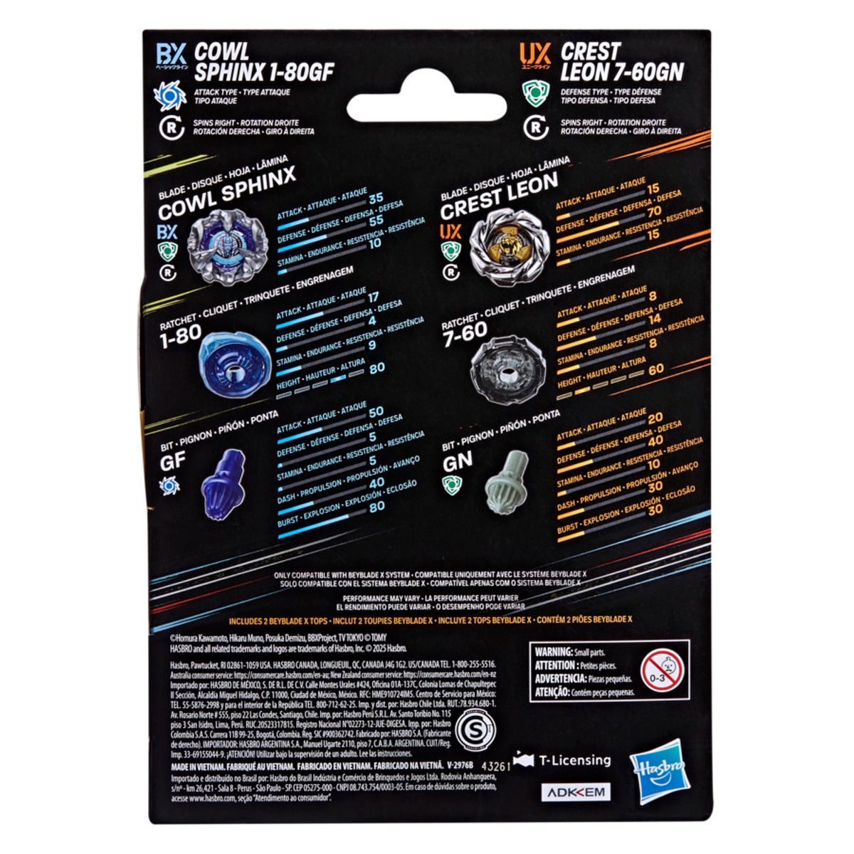 Beyblade X Cowl Sphinx 1-80GF & Crest Leon 7-60GN Dual Pack Set