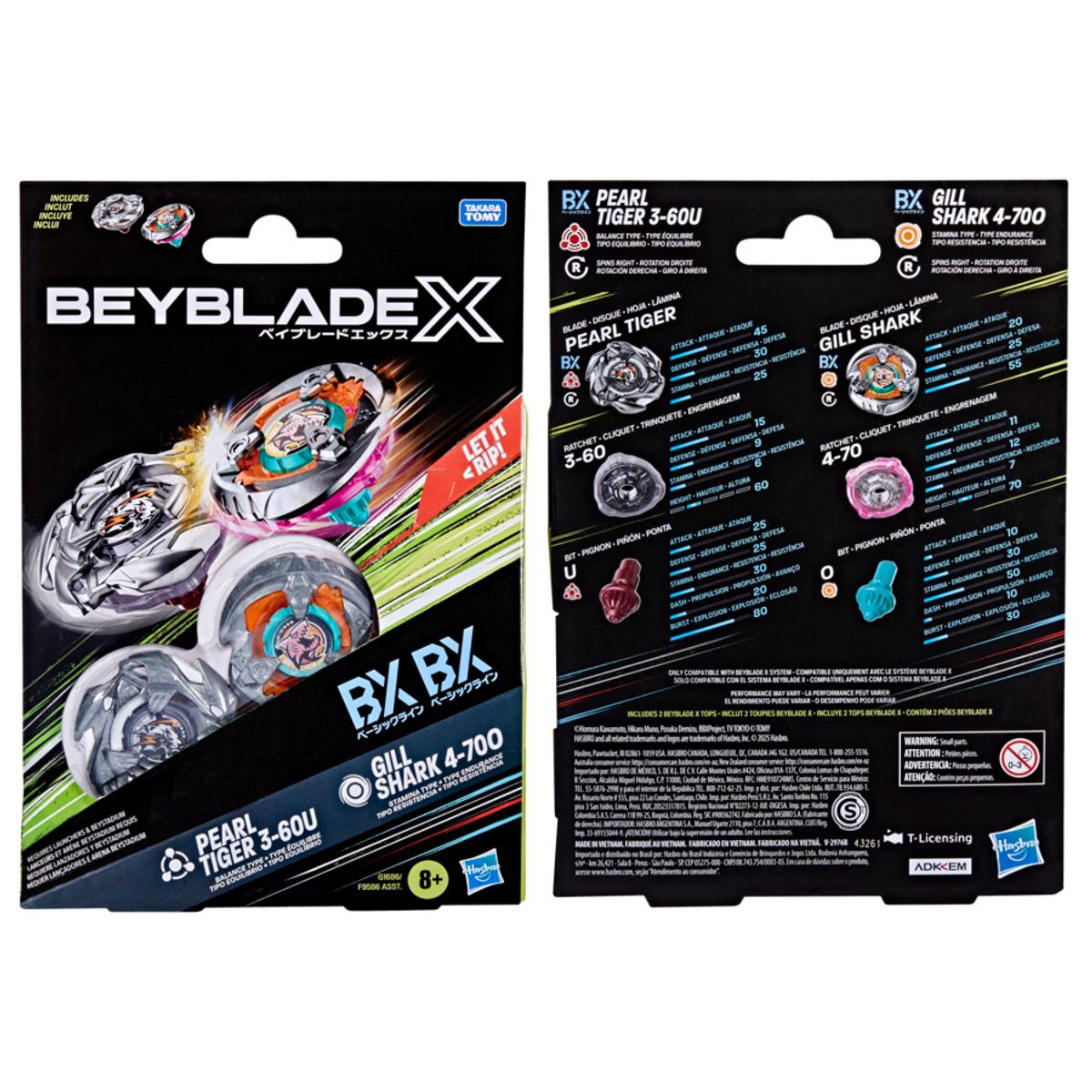 Beyblade X Gill Shark 4-70O & Pearl Tiger 3-60U Dual Pack Set