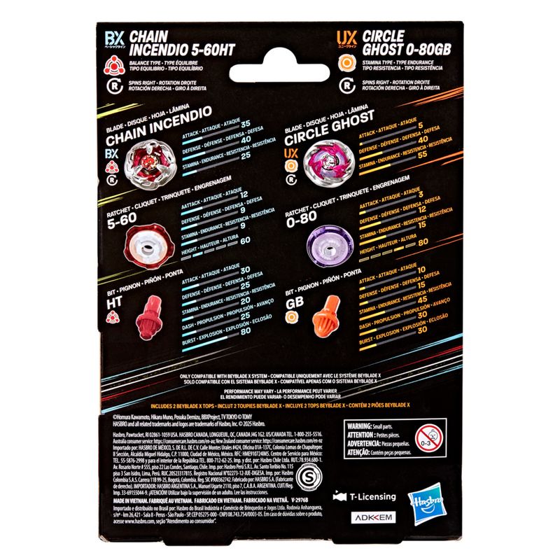 Beyblade X Circle Ghost 0-80GB & Chain Incendio 5-60HT Dual Pack Set
