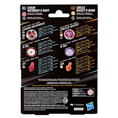 Beyblade X Circle Ghost 0-80GB & Chain Incendio 5-60HT Dual Pack Set