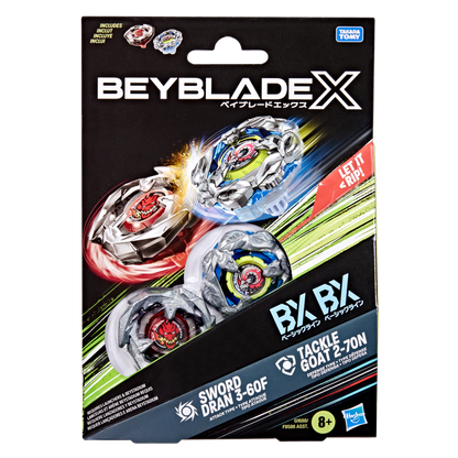 Beyblade X Tackle Goat 2-70N & Sword Dran 3-60F Dual Pack Set