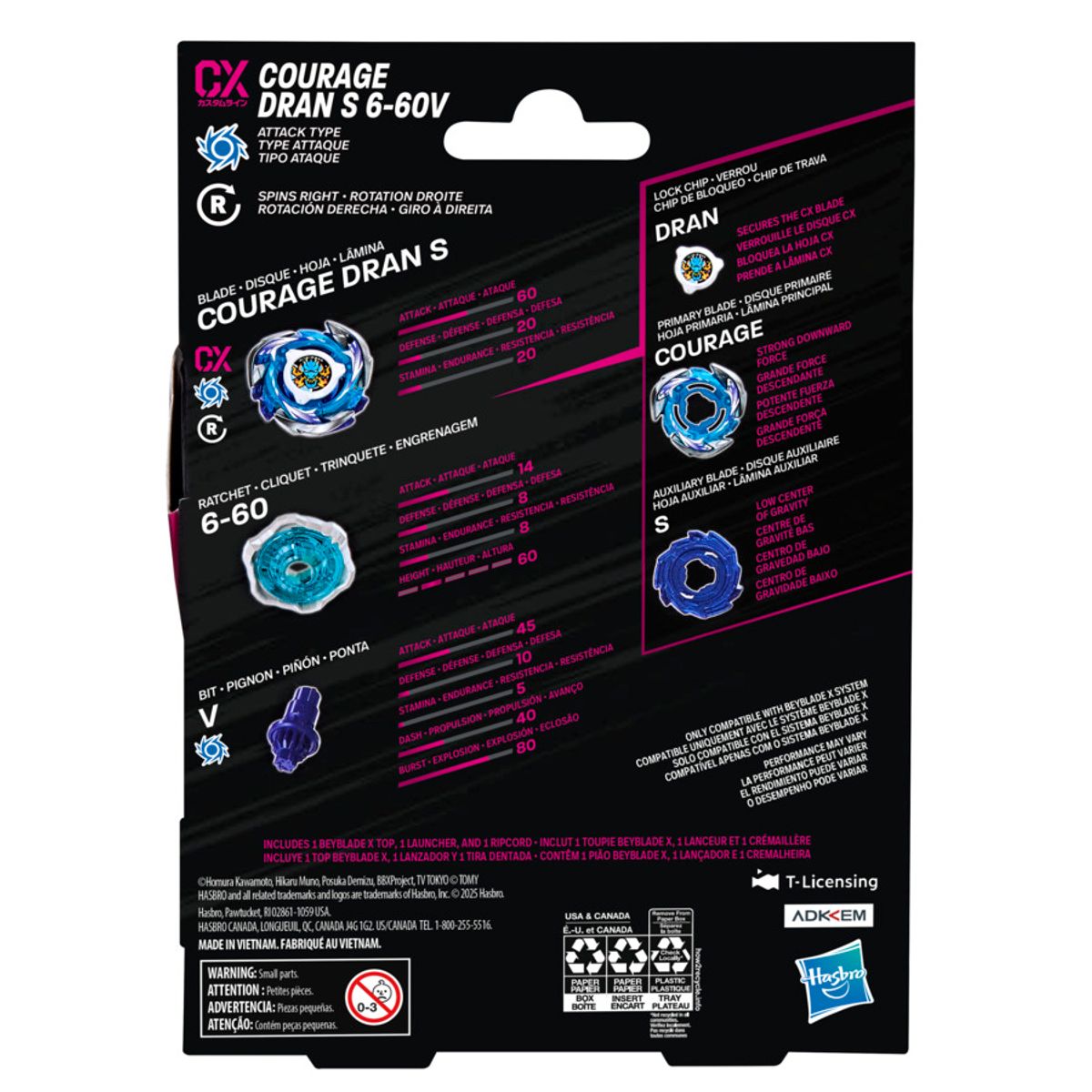 Beyblade X Courage Dran S 6-60V CX Starter Pack Top and Launcher