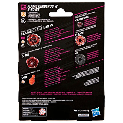 Beyblade X Flame Cerberus W 5-80WB CX Starter Pack Top and Launcher