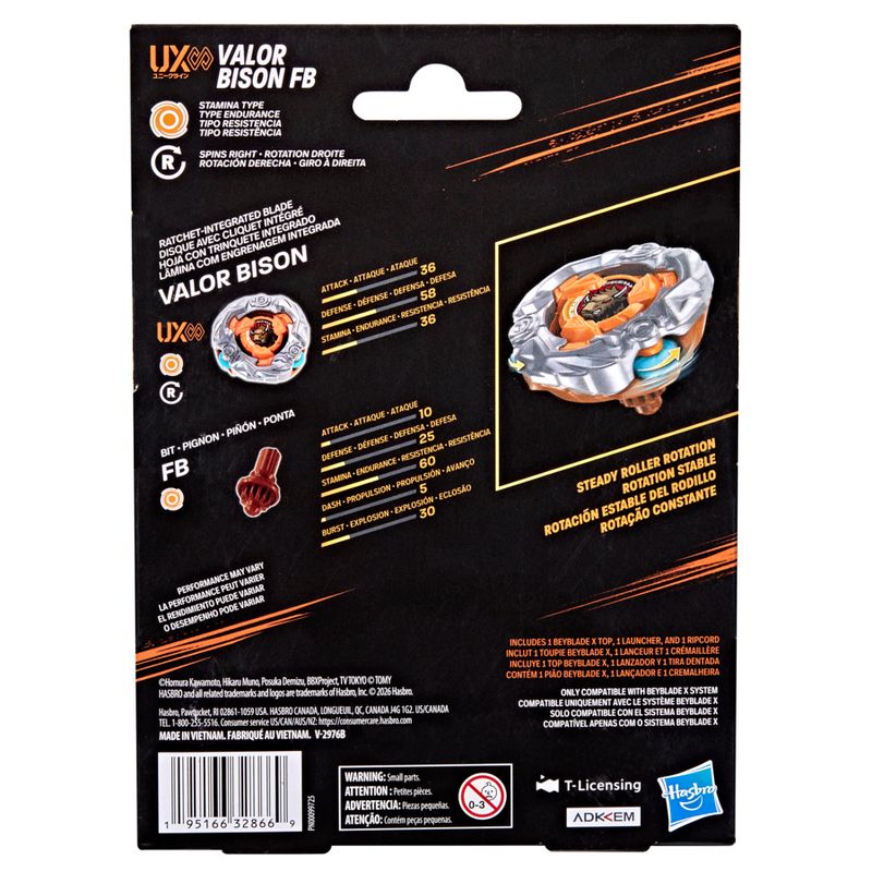 Beyblade X Valor Bison FB UX Infinity Starter Pack Top and Launcher