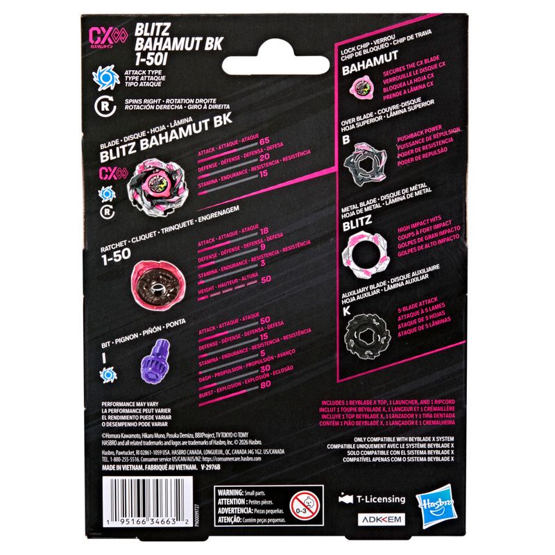 Beyblade X Blitz Bahamut BK 1-50I CX Infinity Starter Pack Top and Launcher