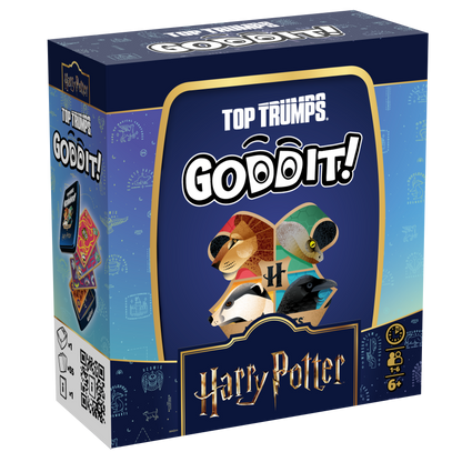 GODDIT! Top Trumps Harry Potter game box with character collage on blue