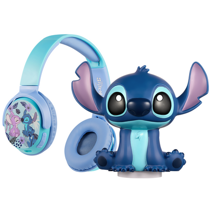 Disney Stitch Soft Touch Light With Bluetooth Headphone Combo 85Db Safe Listening Volume