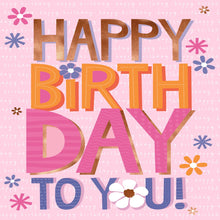 Medium Gift Bag Girl Happy Birthday Text 22cm H x 17cm W x 10cm D
