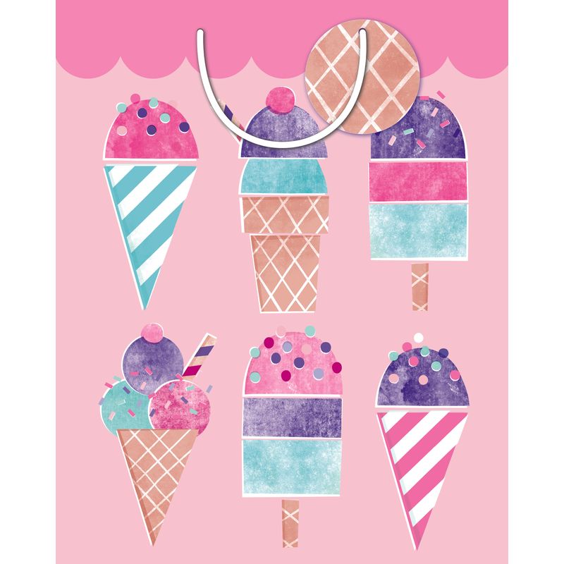 Large Gift Bag Girl Icecream 32cm H x 25cm W x 12cm D