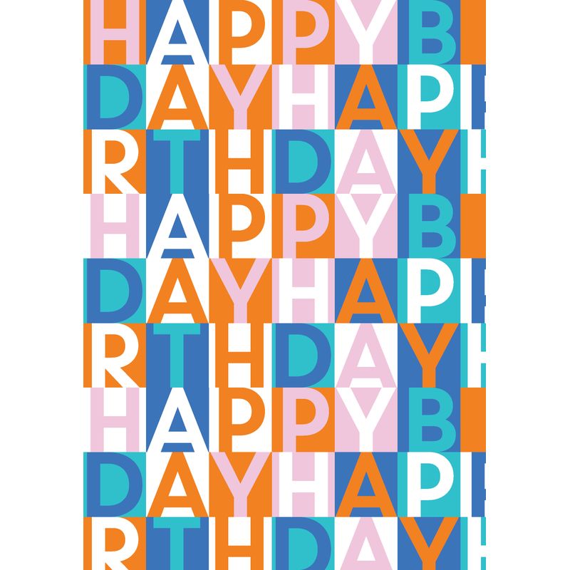 Folded Wrap Birthday Text Bright Blocks 70cm x 49cm