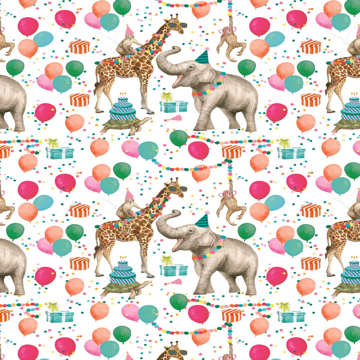 Folded Wrap Birthday Animals 70cm x 49cm
