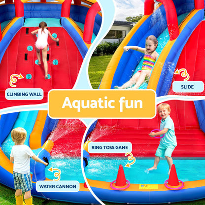 Kids Inflatable Pool Water Slide Cannon Splash Park Toss Game 408X386CM