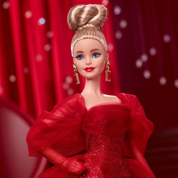 Barbie Signature Collectible Doll For Mattel 80Th Anniversary Glittery Red Tulle Gown Blonde Hair