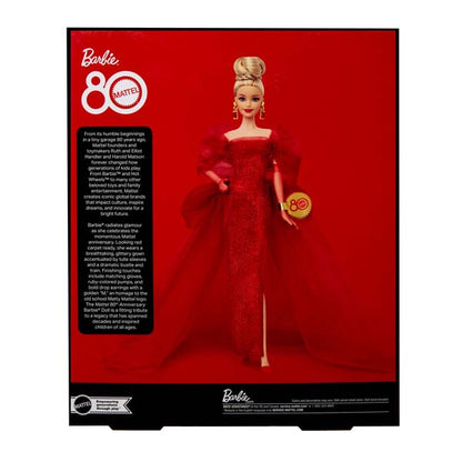 Barbie Signature Collectible Doll For Mattel 80Th Anniversary Glittery Red Tulle Gown Blonde Hair