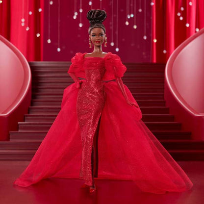 Barbie Signature Collectible Doll For Mattel 80Th Anniversary, Glittery Red Tulle Gown Brunette