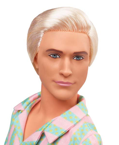 Barbie The Movie Ken Doll Wearing Pastel Striped Beach Matching Set