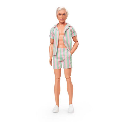 Barbie The Movie Ken Doll Wearing Pastel Striped Beach Matching Set