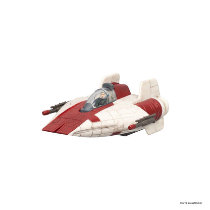 Star Wars RZ-1 A-wing toy vehicle with a white and red hull, pilot, and side-mounted cannons