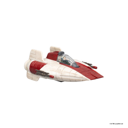 Star Wars RZ-1 A-wing toy viewed from the opposite side, with a pilot and twin cannons
