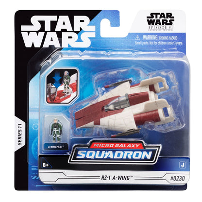 Star Wars Micro Galaxy Squadron A-wing toy and pilot figure in front-facing package