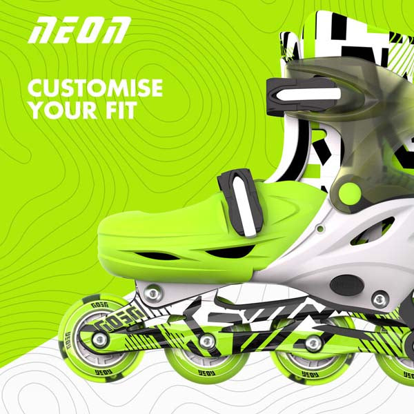 Yvolution Neon Inline Skates 3-6 Green Black