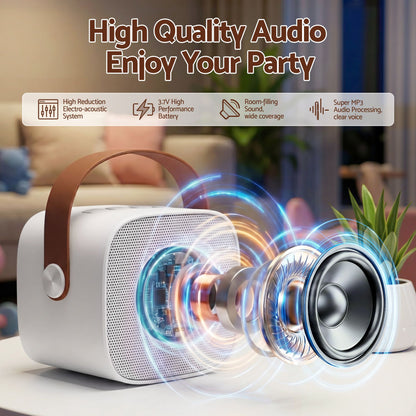 Alpha Mini Portable Karaoke Machine for Adults Kids with 2 Wireless Microphones