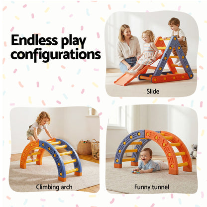 Keezi Kids Climbing Frame Set With Slide Indoor Outdoor Toddler Toys Pikler Triangle Climber With Arch