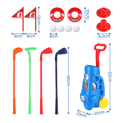 Keezi Kids Golf Set Toddler Club Set Pull Cart Indoor Outdoor Backyard Mini Toy Ages 2-6