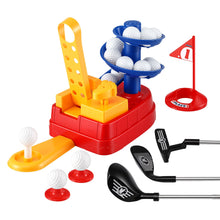 Keezi Kids Golf Toy Set with 20 Balls & 3 Adjustable Clubs, Foot Pedal Ball Launcher Portable Training Toy, Indoor Outdoor Backyard Sports Game for Ages 3-8