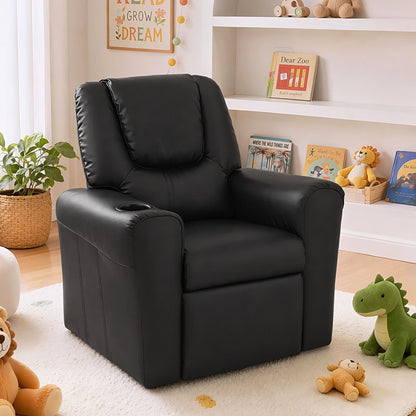 Keezi Kids Recliner Chair Black PU Leather Sofa Lounge Couch Children Armchair