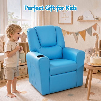 Keezi Kids Recliner Chair Blue PU Leather Sofa Lounge Couch Children Armchair