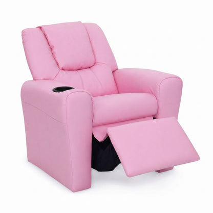 Keezi Kids Recliner Chair Pink PU Leather Sofa Lounge Couch Children Armchair