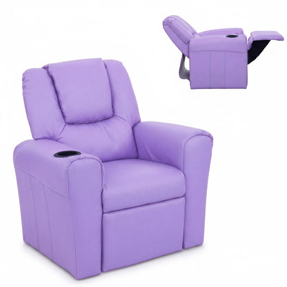 Keezi Kids Recliner Chair Purple PU Leather Sofa Lounge Couch Children Armchair