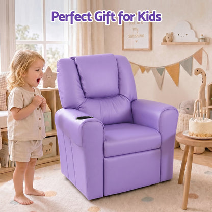 Keezi Kids Recliner Chair Purple PU Leather Sofa Lounge Couch Children Armchair