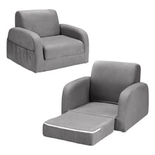 Keezi Kids Sofa 1 Seater Children Flip Open Couch Lounger Armchair Soft Grey